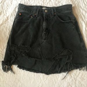 Furst of a Kind Black Distressed Jean Skirt Levi